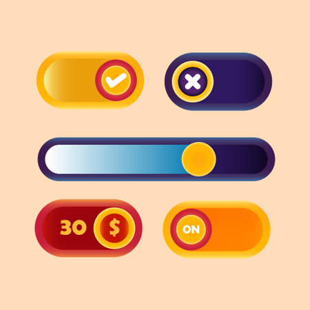 Game asset UI design cartoon element with elegant and colorful