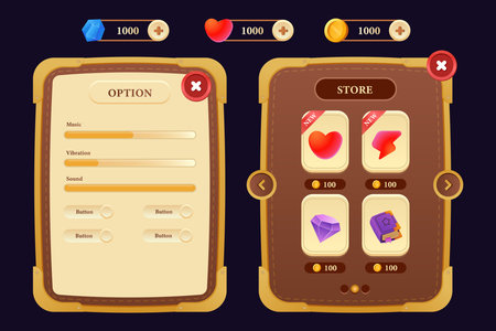 Game asset UI design cartoon element with elegant and colorfulのイラスト素材