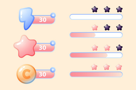 Game asset UI design cartoon element with elegant and colorfulのイラスト素材