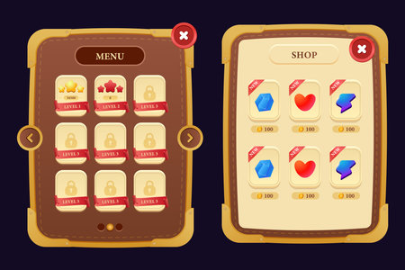 Game asset UI design cartoon element with elegant and colorfulのイラスト素材