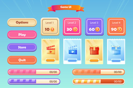 Game asset UI design cartoon element with elegant and colorfulのイラスト素材