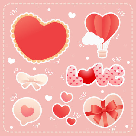 cute hand draw valentine's day element, romantic love backgroundのイラスト素材