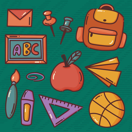 Back to school doodle icons set, vector illustration eps10