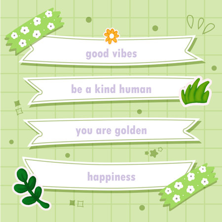 Illustration of a set of cute labels and ribbons for your textのイラスト素材