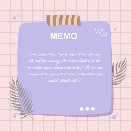 Memo card template with palm leaves. Vector illustration in flat styleのイラスト素材