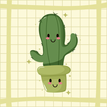 cute kawaii cactus plant cartoon vector illustration graphic designのイラスト素材
