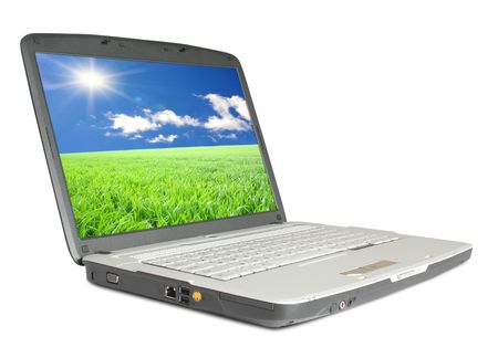 modern laptop on the whiteの写真素材