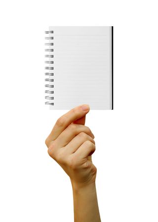 a notebook  in a handの写真素材