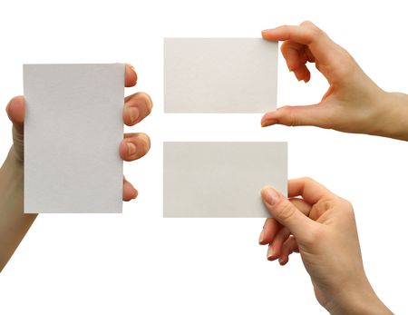 a card blank in a handの写真素材
