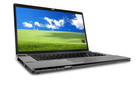 modern laptop on the whiteの写真素材