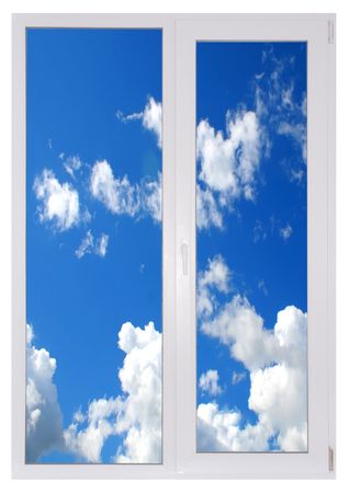 plastic window new in room with skyの写真素材