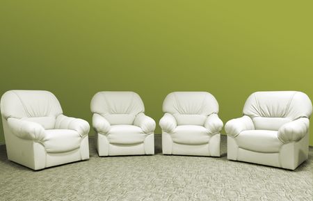 for green leather sofa in interiorの写真素材