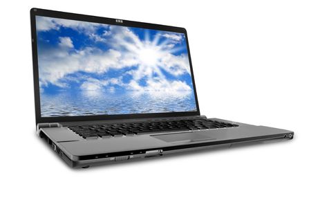 modern laptop on the whiteの写真素材