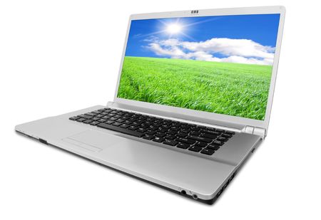 modern laptop on the whiteの写真素材