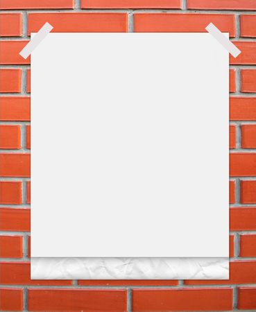 white paper on to the brickの写真素材