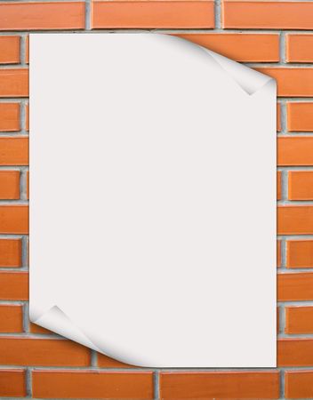 white paper on to the brickの写真素材