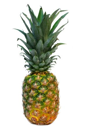 A ripe pineapple isolated on whiteの写真素材