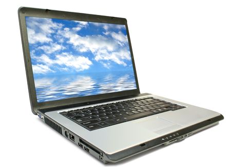 modern laptop on the whiteの写真素材