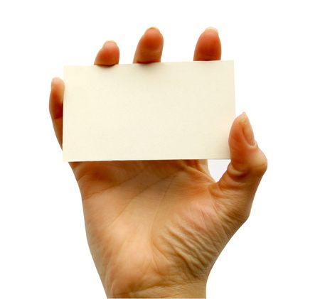 a card blank in a handの写真素材