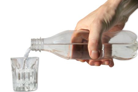 bottle whith water on the whiteの写真素材