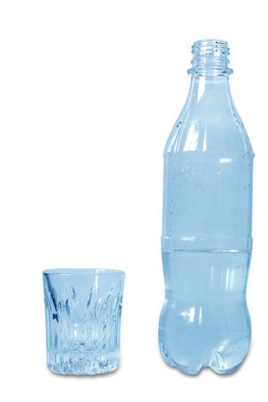 bottle whith water on the whiteの写真素材