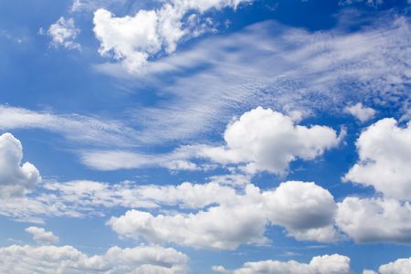 nature background. white clouds over blue skyの写真素材