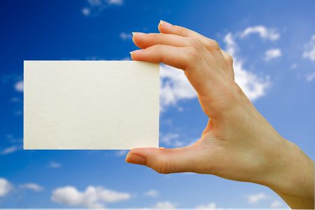 a card blank  in a handの写真素材