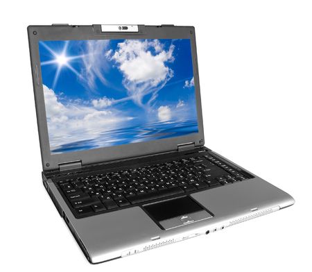 modern laptop on the whiteの写真素材