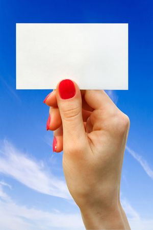 a card blank in a handの写真素材