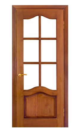 wooden door isolated on whiteの写真素材