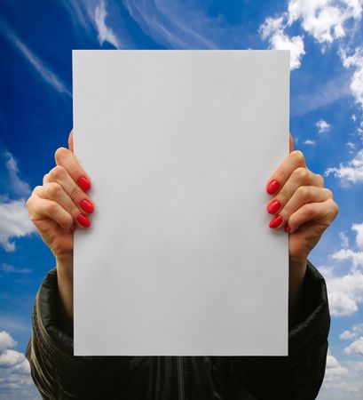 a card blank in a handの写真素材
