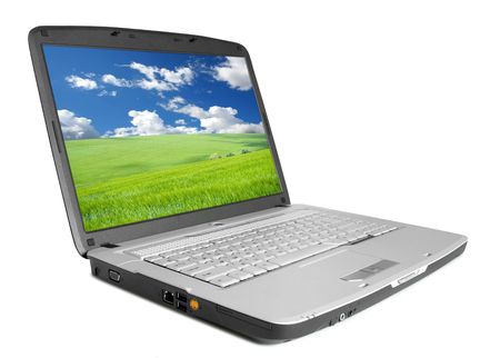 modern laptop on the whiteの写真素材