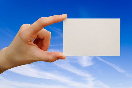 a card blank  in a handの写真素材