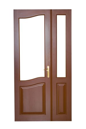 wooden door isolated on whiteの写真素材