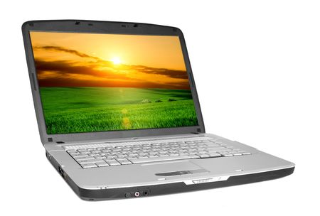 modern laptop on the whiteの写真素材