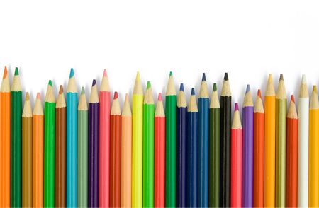 Color pencils on the white backgroundの写真素材