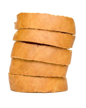 cut loaf of bread with reflaction isolated on white の写真素材