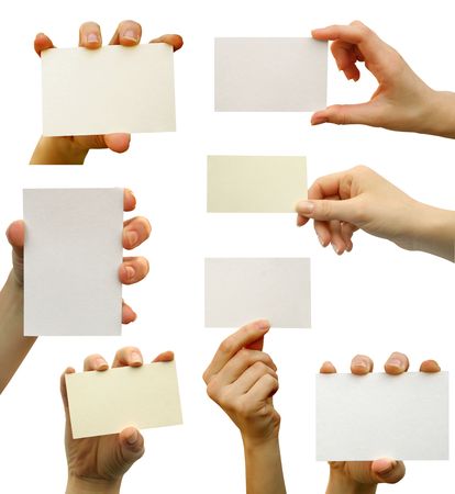 a card blank  in a handの写真素材