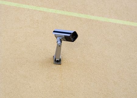 Chambers video of supervision on the yellow backgroundsの写真素材