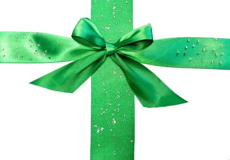 green bow isolated on white backgroundの写真素材
