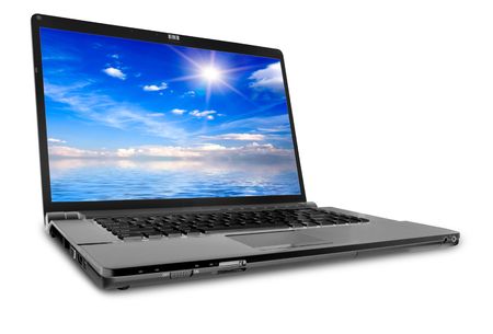 modern laptop on the whiteの写真素材