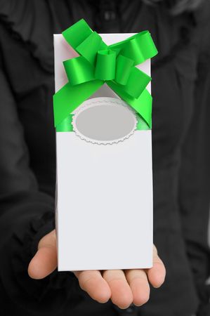 a gift in the hand of girlの写真素材