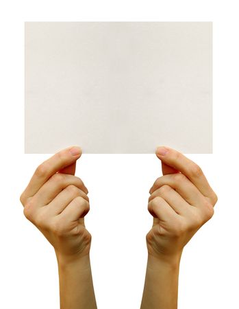  card blank  in a handの写真素材