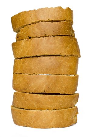 cut loaf of bread with reflaction isolated on white の写真素材