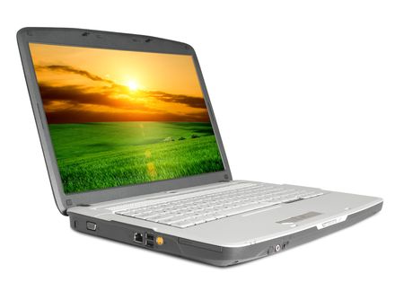 modern laptop on the whiteの写真素材