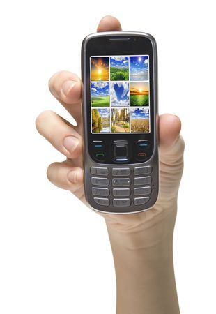  mobile cellphone on the white backgroundsの写真素材