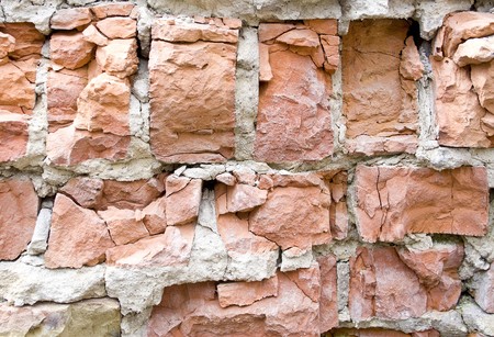 red broken wall at earthquakeの写真素材