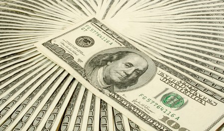 big pile of money. stack of american dollars