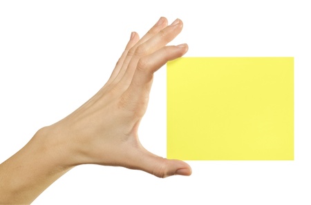 card blank in a hand on the white baskgrounds