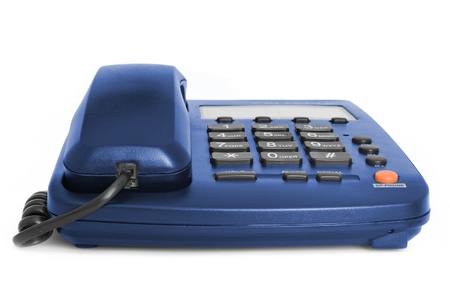 black telephone isolated on white with reflectionの写真素材